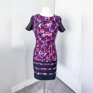 Vince Camuto Sheath Knee Length Floral Dress.